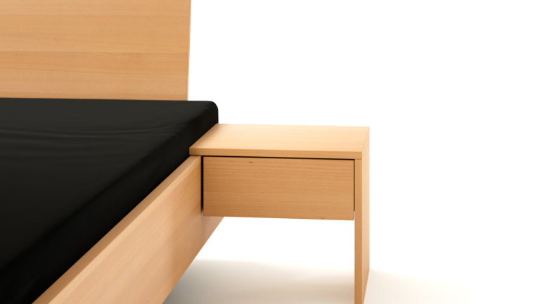 Dielenbett Buche Nachttische mit 1 Schublade Detail