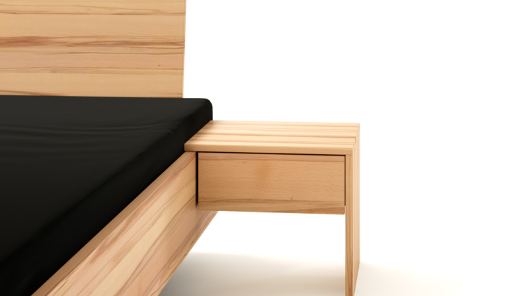 Dielenbett Kernbuche Nachttische mit 1 Schublade Detail