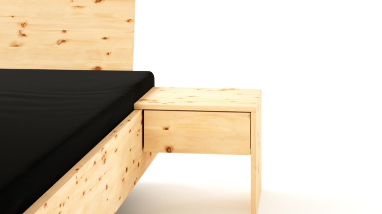 Dielenbett Zirbe Nachttische mit 1 Schublade Detail