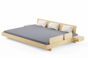 Familienbett Family 28cm Höhe mit 2x Rausfallschutz und C-Tischen
