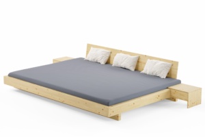 Familienbett Family Fichte Natur 28cm Höhe - Nachttische mit 1 Schublade
