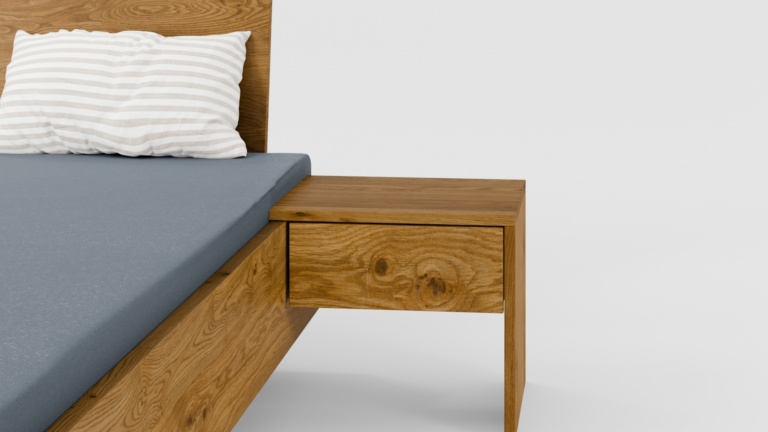Dielenbett Wildeiche Nachttische mit 1 Schublade Detail