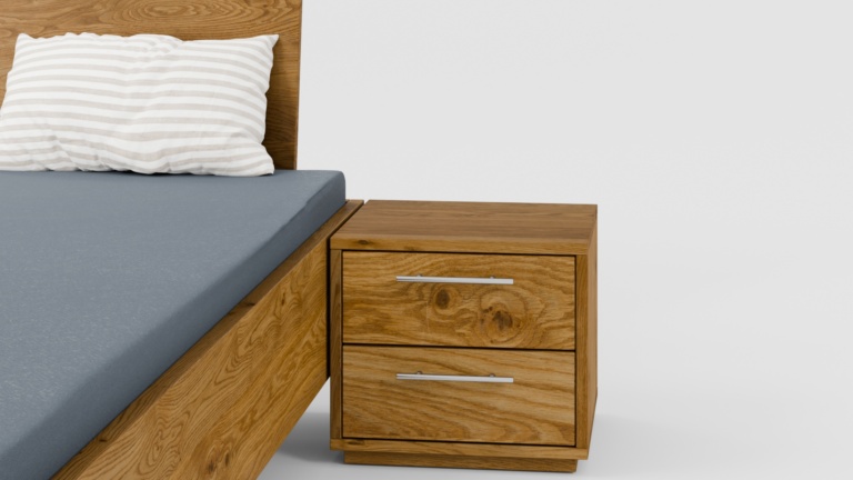 Dielenbett Wildeiche Nachttische mit 2 Schubladen Detail